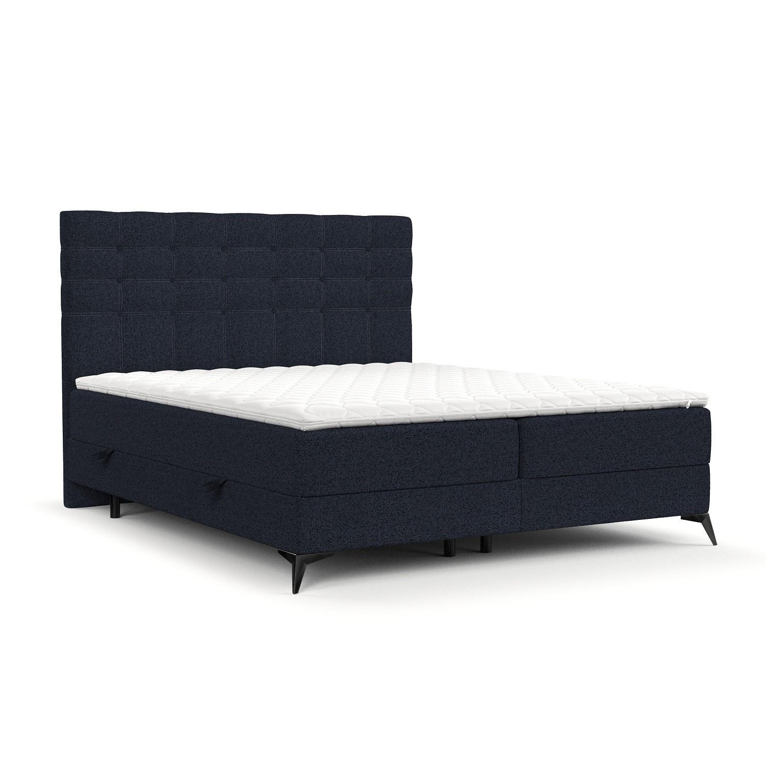 BOXBETT Niro 120/200 cm Marineblau im Riva Stoff - Schwarz/Dunkelblau, Holz/Holzwerkstoff (120/200cm) - AltaBeds