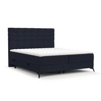 BOXBETT Niro 120/200 cm Marineblau im Riva Stoff - Schwarz/Dunkelblau, Holz/Holzwerkstoff (120/200cm) - AltaBeds