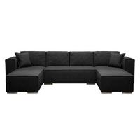 WOHNLANDSCHAFT Vinoria Schwarz 327/180/82 cm mit Schlaffunktion - Chromfarben/Schwarz, Textil/Metall (327/82/180cm) - AX Living