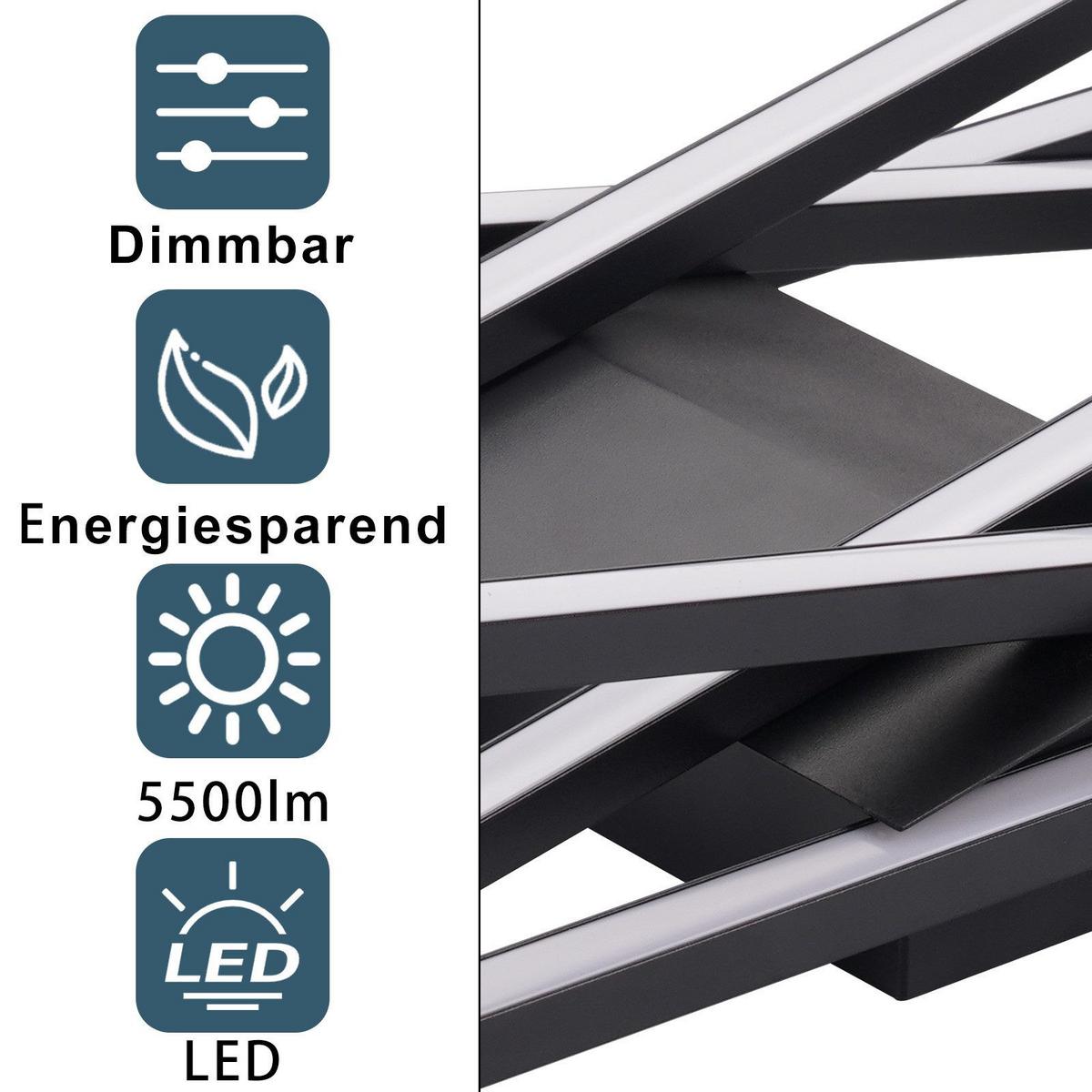 LED-DECKENLEUCHTE Mabee 23.5/75/13.5cm - Schwarz, Metall (75/23.5/13.5cm) - Nettlife
