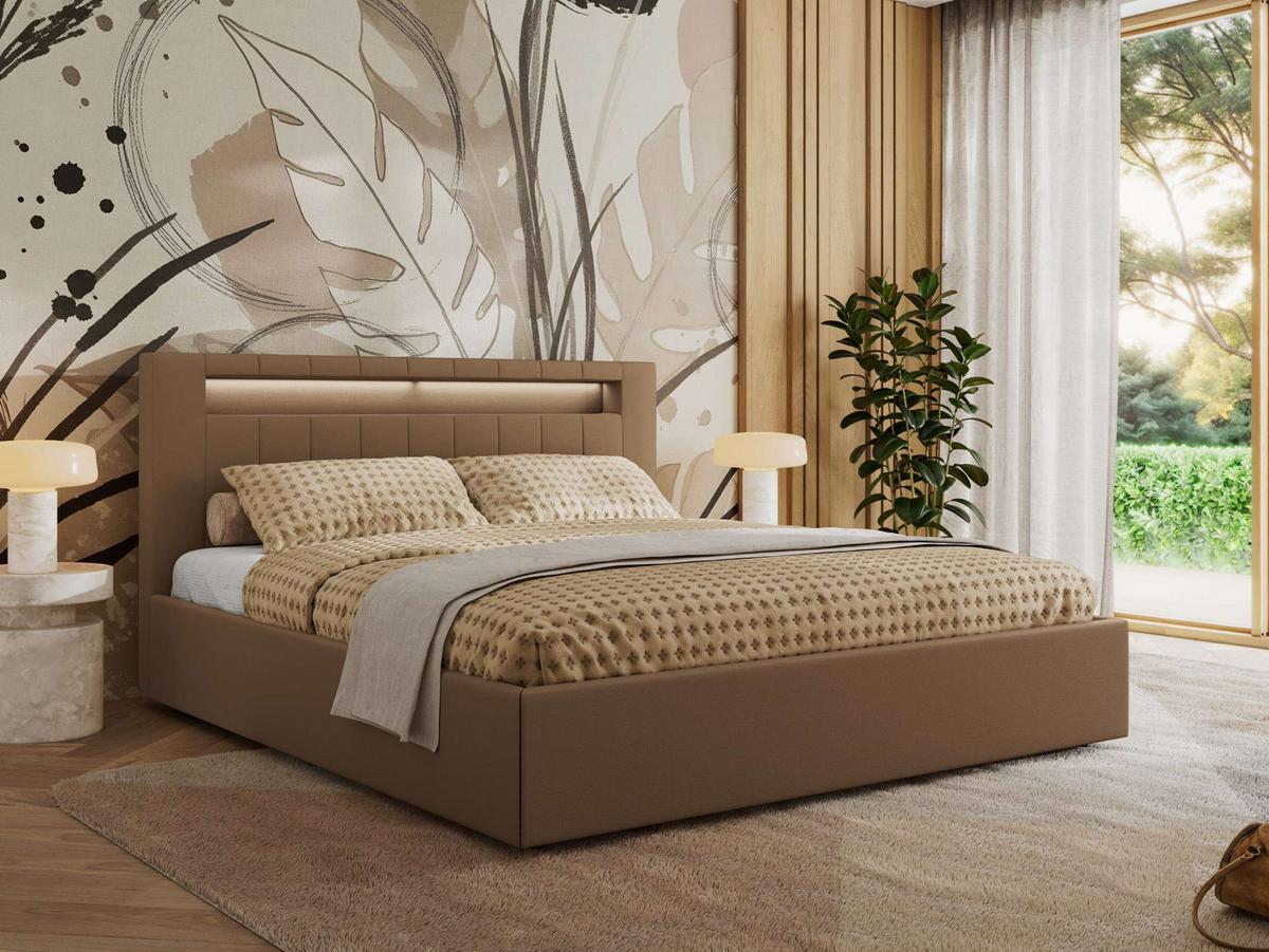 POLSTERBETT GOLD 5 CLASSIC 160/200 - Braun Kunstleder - Multipocket-Matratze - Braun, Textil (160/200cm) - MKS