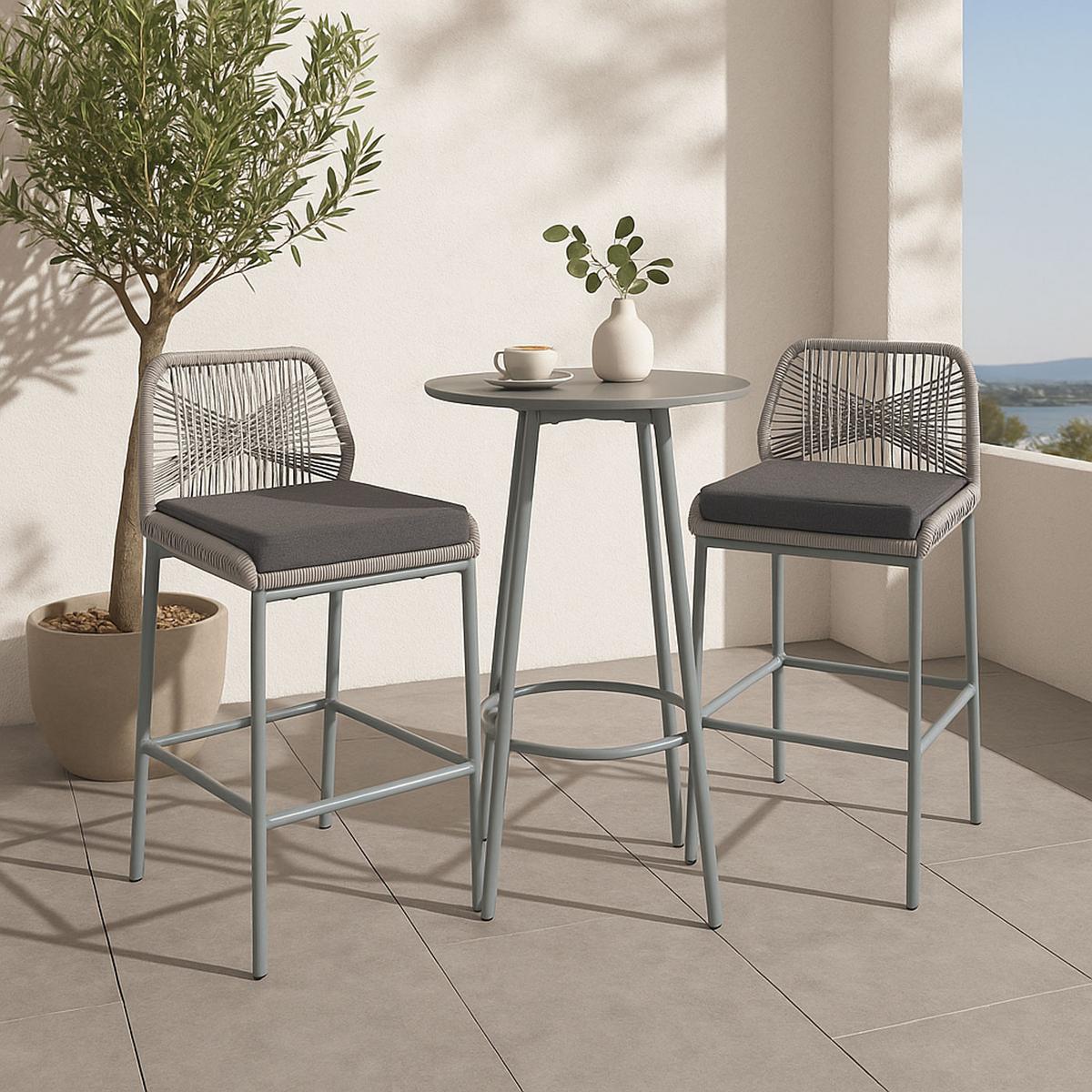 BARHOCKER Hellgrau, Grau - Hellgrau/Grau, Metall (42/101/52cm) - MCW