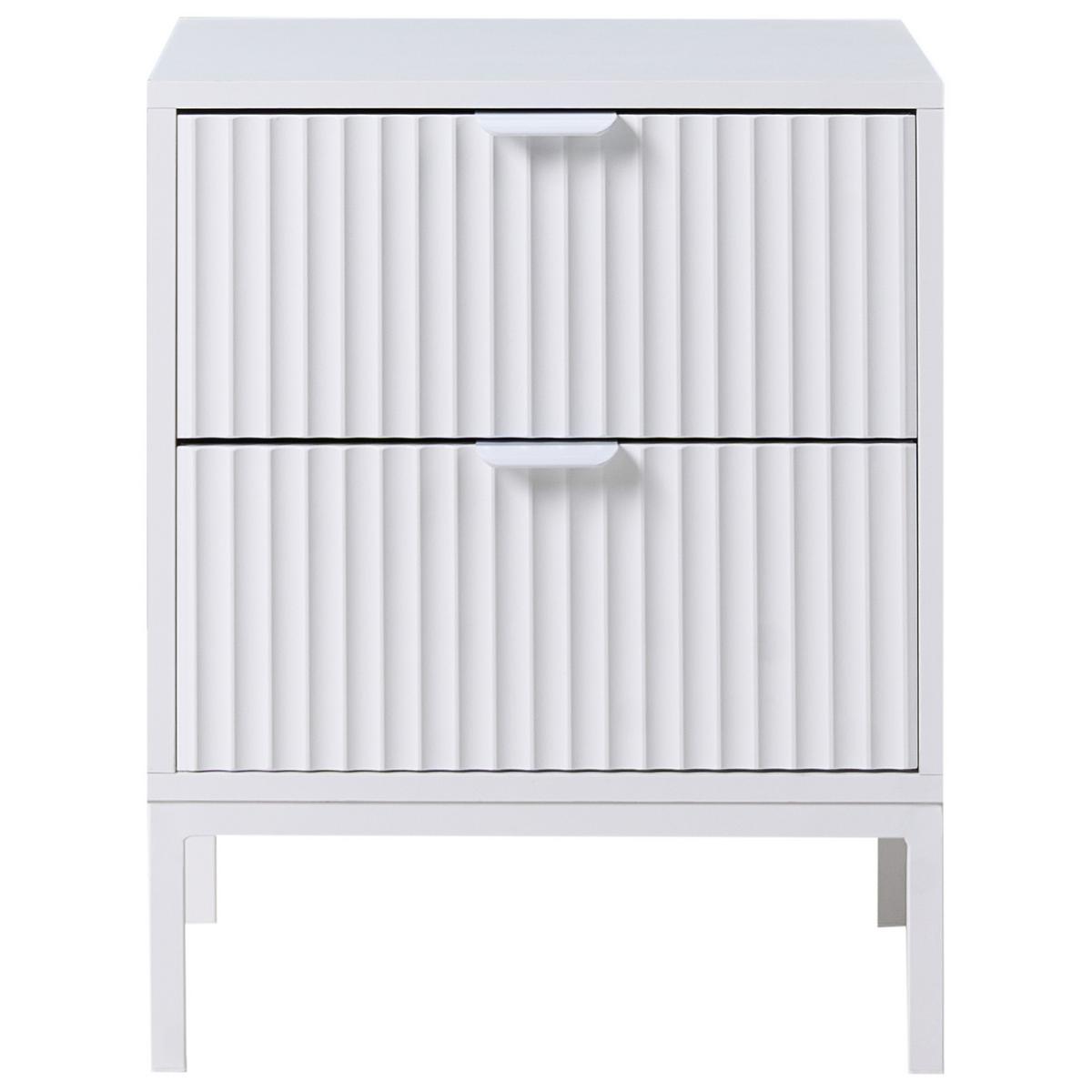 NACHTTISCH mit 2 Schubladen Weiß Adelaide - Weiß, Holzwerkstoff (40/45/55cm) - Beliani