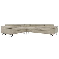 ECKSOFA NORDEN L - Beige Velvet - Rechts Seite - Beige/Schwarz, Textil/Metall (329/269cm) - MKS