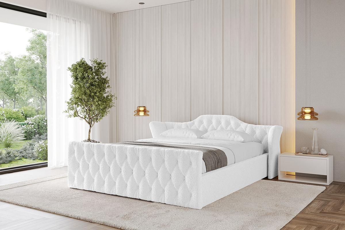 POLSTERBETT mit Bettkasten, Fußteil und Lattenrost, Boxbett ohne Matratze - ZORAN-Z-V1 120x200 Weiß - Weiß, Holzwerkstoff/Textil (120/200cm) - ALTDECOR