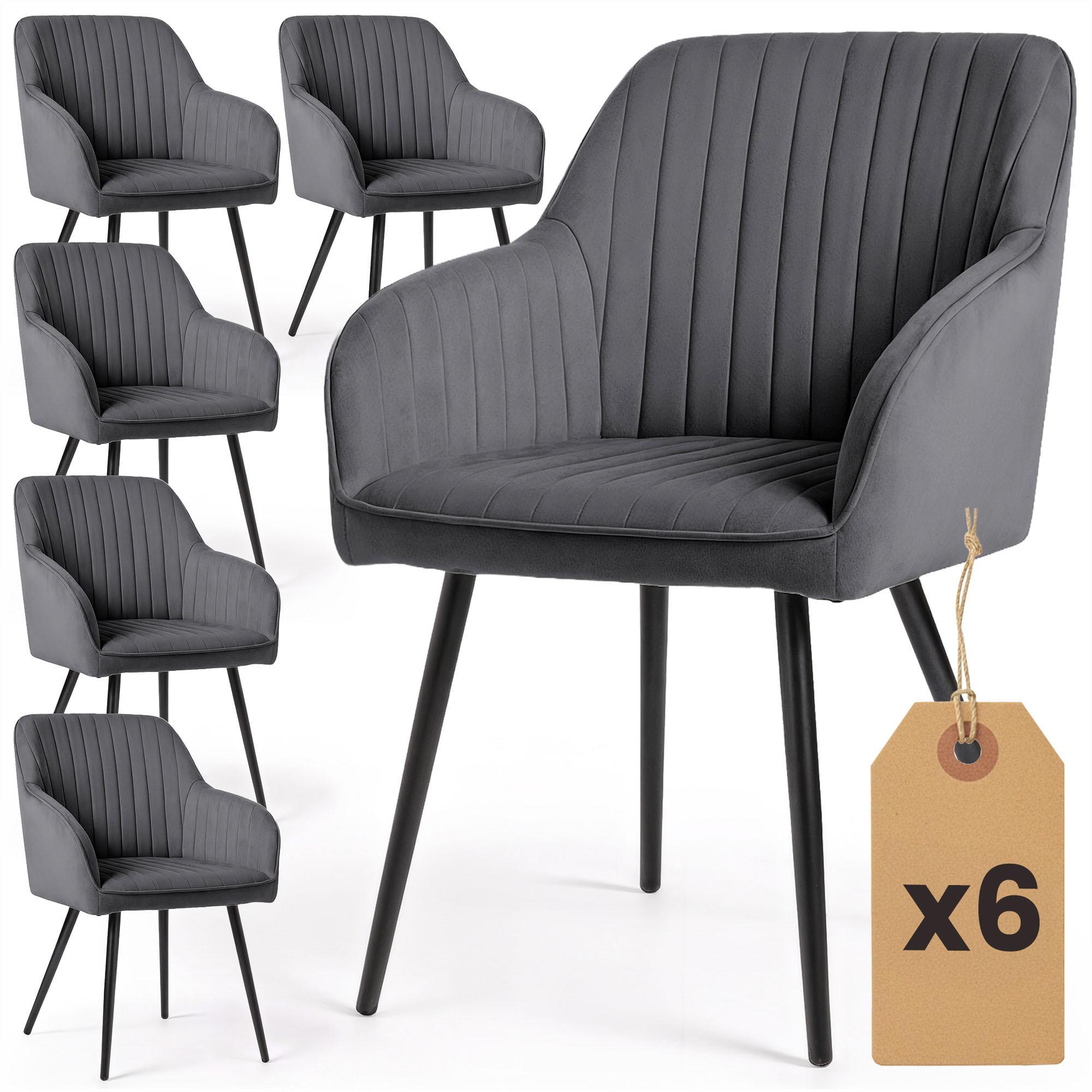 POLSTERSTUHL 6er Set, Metallbeine Graphit, Schwarz 54,5/82/58 - Schwarz, Textil (55/82/52cm) - RAUMHIRSCH FURNITURE