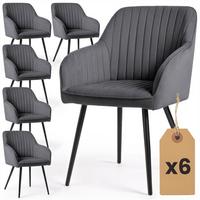 POLSTERSTUHL 6er Set, Metallbeine Graphit, Schwarz 54,5/82/58 - Schwarz, Textil (55/82/52cm) - RAUMHIRSCH FURNITURE