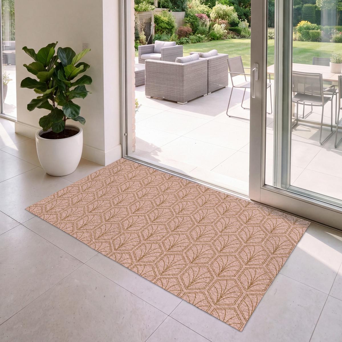 FUSSMATTE Lachsrosa - Muster - Geometrisch Schmutzfangmatte 150x90 cm - Altrosa, Kunststoff (150/0.4cm) - MuchoWow