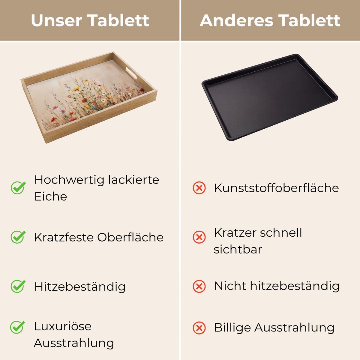 TABLETT Wildblumen - Pinselstriche - Ruhig 50x35 cm - Multicolor, Holz (50/5/5cm) - OnlyWow