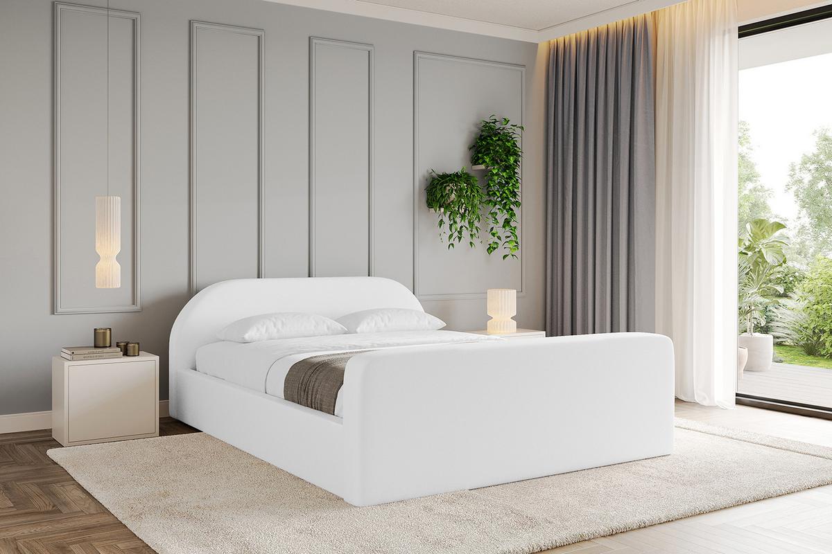POLSTERBETT mit Bettkasten, Fußteil und Lattenrost, Boxbett mit Matratze H3/H4 - TIVON-Z-V1 180x200 Weiß Kunstleder - Weiß Hochglanz, Holzwerkstoff/Textil (180/200cm) - ALTDECOR