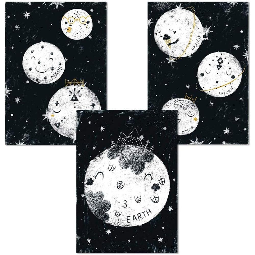 POSTER Set Mit 3 Planets Lunas A4 Rahmenlos - Klar, Papier (29.7/5/21cm) - Nacnic