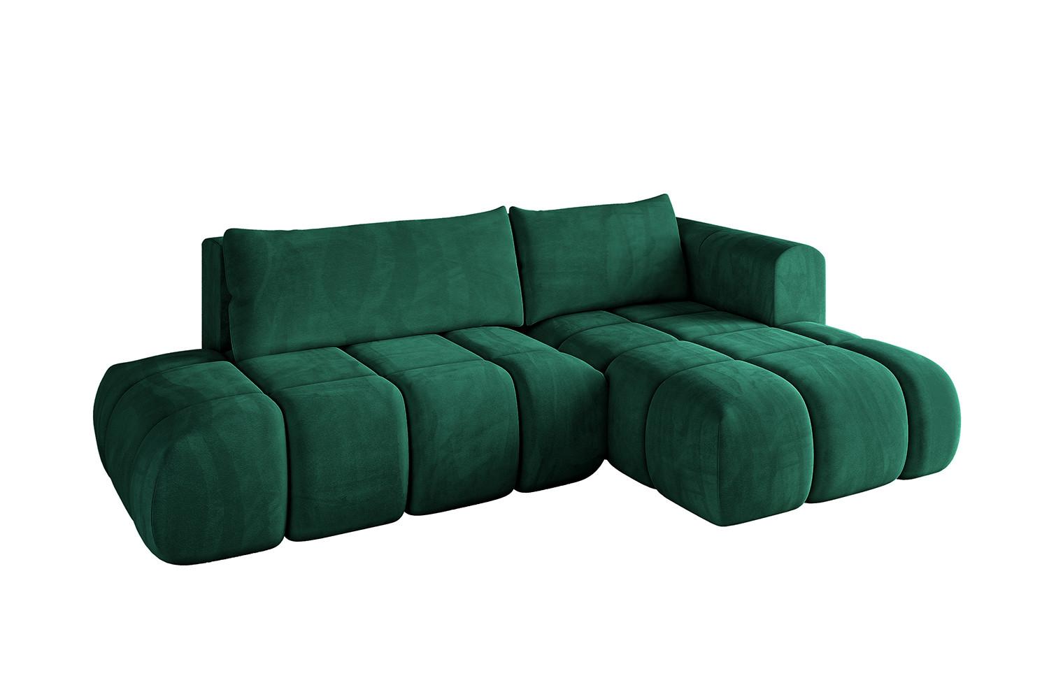 ECKSOFA Ottomane Rechts CLOUD-L 280x185x90 Dunkelgrün Velours - Dunkelgrün, Holzwerkstoff/Kunststoff (185/280cm) - ALTDECOR