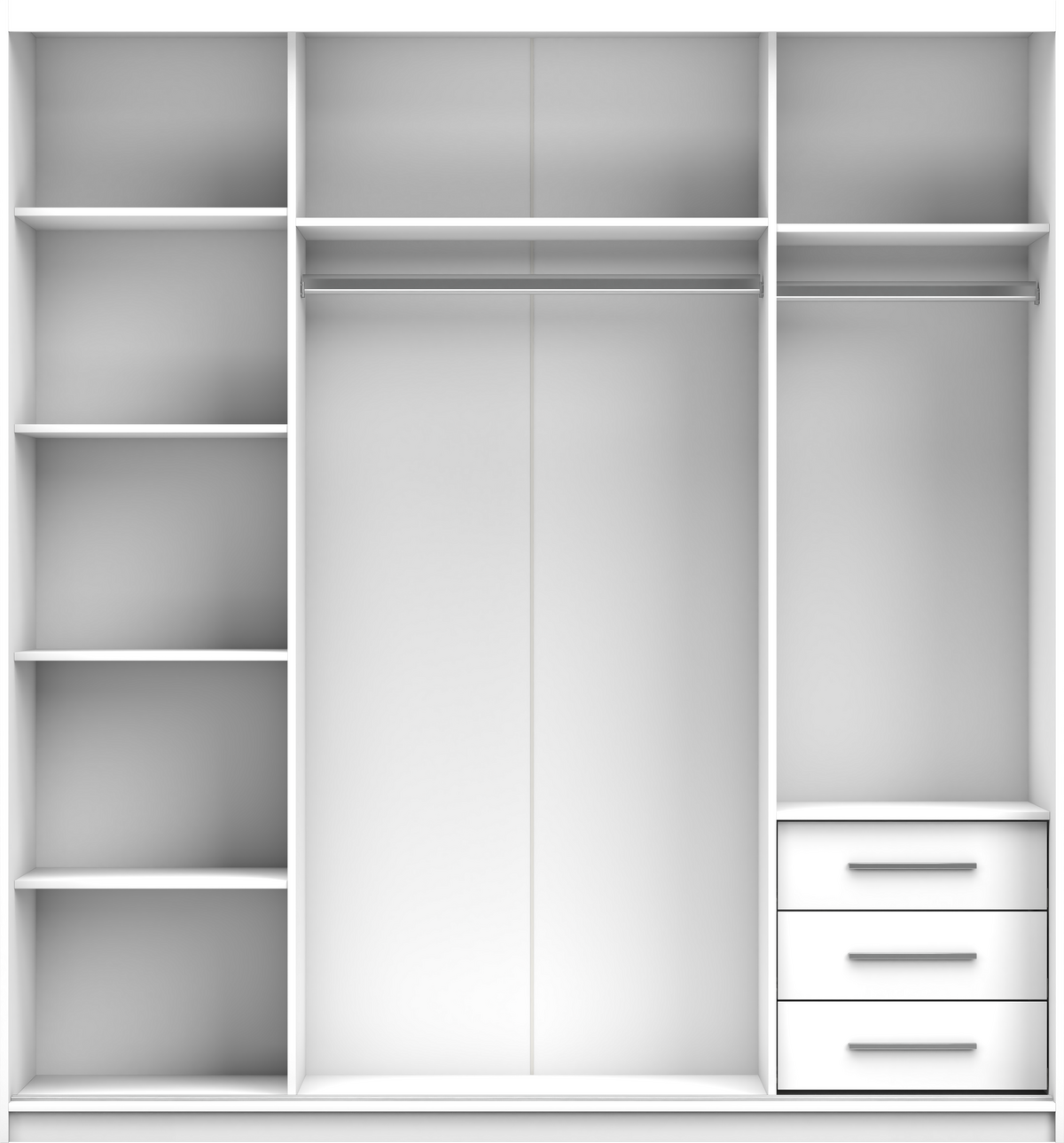 SCHWEBETÜRENSCHRANK 203/218/61 cm 2-türig Pola 38 Weiß,Weiß - Alufarben/Weiß, Glas/Holzwerkstoff (203/218/61cm) - imoebel24