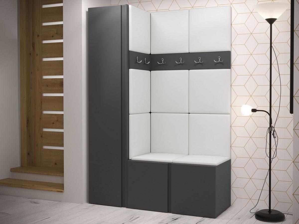 GARDEROBEN-SET Orion IX - Graphitfarben/Weiß, Holzwerkstoff/Kunststoff (124/186/46cm) - MIRJAN24