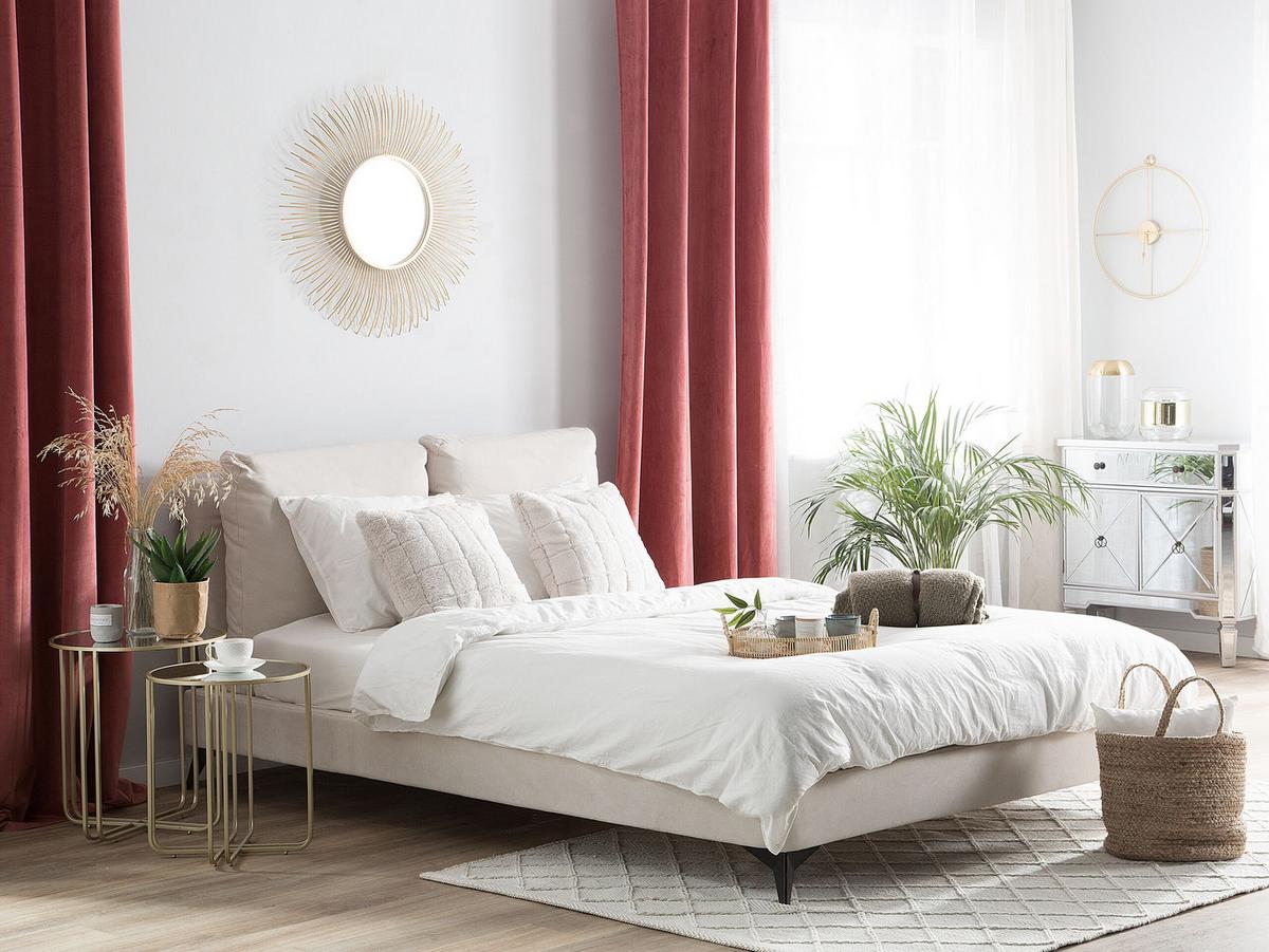 POLSTERBETT 180/200cm Helles Beige Melle - Beige, Naturmaterialien/Textil (180/200cm) - Beliani