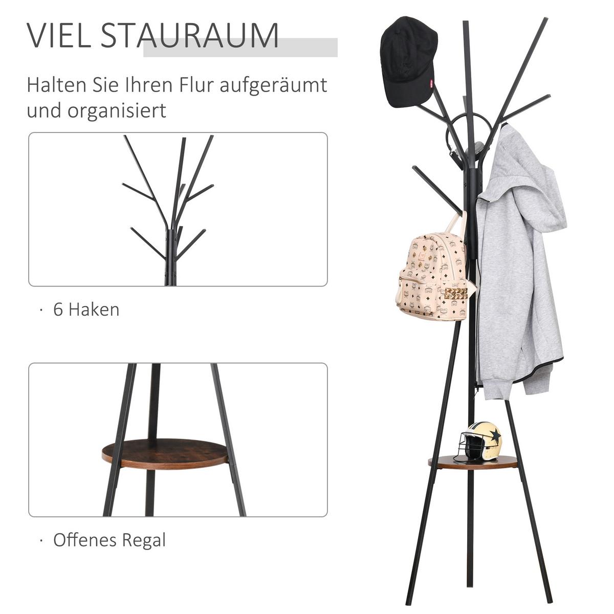 KLEIDERSTÄNDER - Braun, Metall (45/180/45cm) - HOMCOM