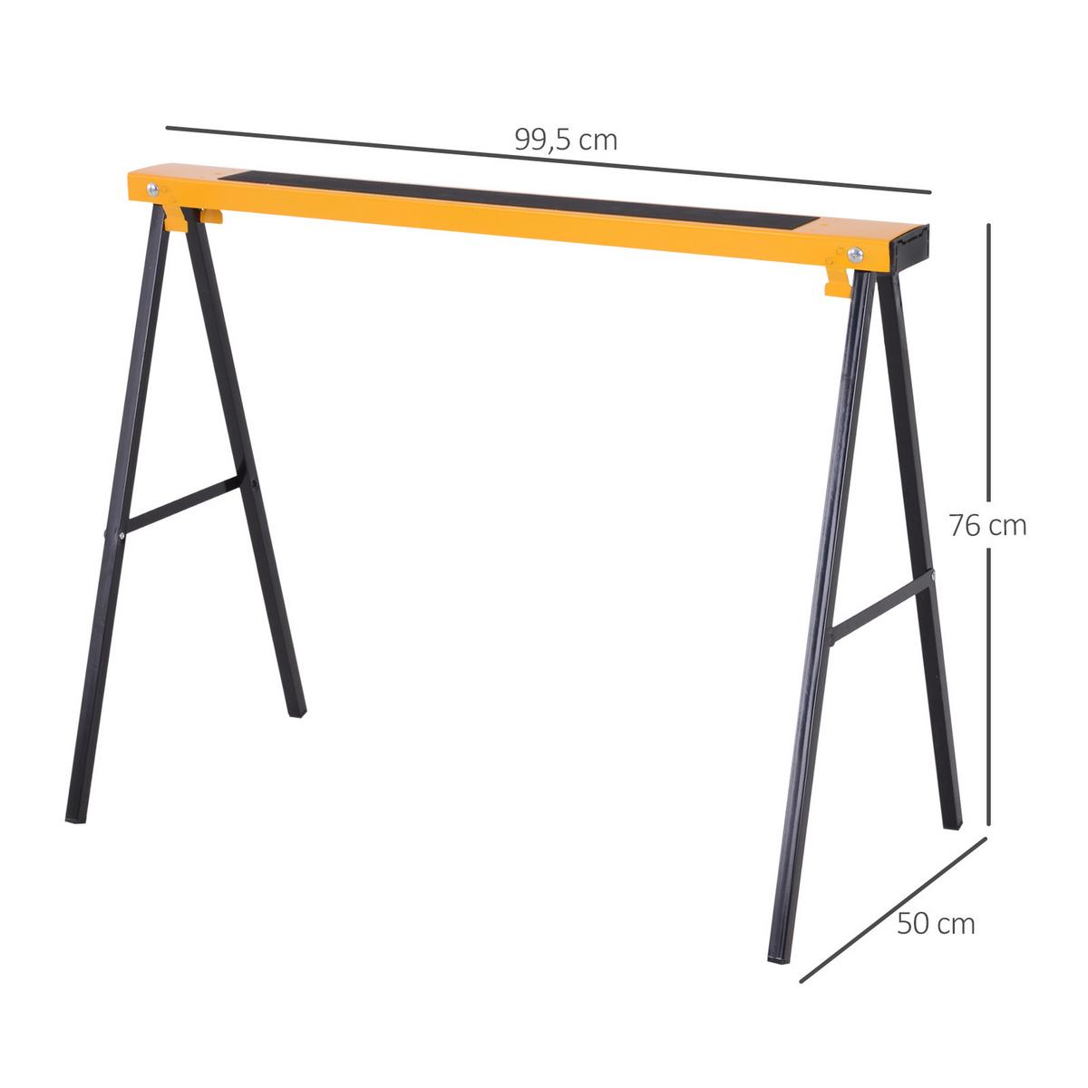 2ER-SET Arbeitsbock Sägepferd Klappbar Unterstellbock rutschfest Metall Gelb - Gelb, Metall (99.5/50/76cm) - DURHAND