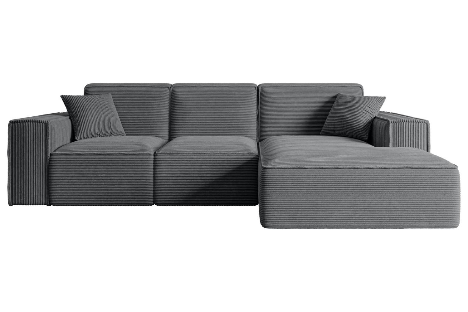 ECKSOFA Ottomane Rechts SERRA-L - 266x169x80 cm Dunkelgrau Cord - Dunkelgrau/Schwarz, Holzwerkstoff/Kunststoff (266/169cm) - ALTDECOR