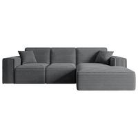 ECKSOFA Ottomane Rechts SERRA-L - 266x169x80 cm Dunkelgrau Cord - Dunkelgrau/Schwarz, Holzwerkstoff/Kunststoff (266/169cm) - ALTDECOR