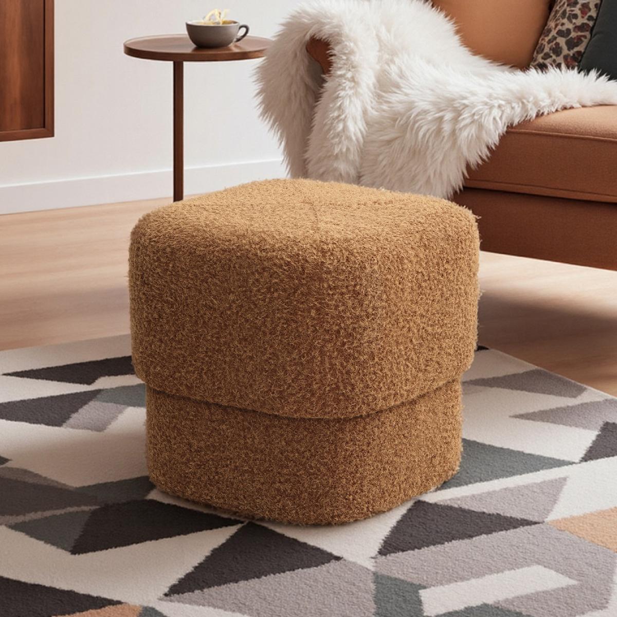 HOCKER Teddy-Pouf Ø42cm 135KG - Braun, Holzwerkstoff (42/40/42cm) - Hometopia