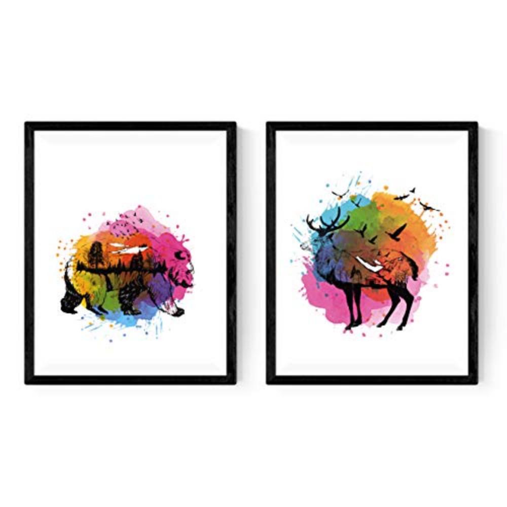 POSTER Set Mit 2 Nordischer Stil – Tiere A4 Rahmenlos - Klar, Papier (29.7/5/21cm) - Nacnic