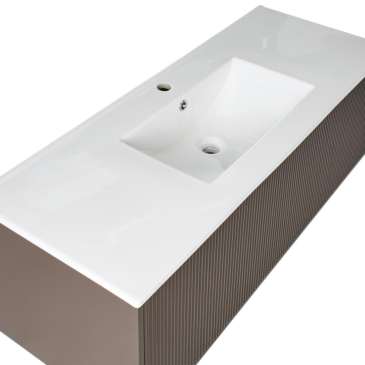 WASCHBECKENUNTERSCHRANK wandmontiertk mit Waschbecken Braun Madidi - Braun, Holzwerkstoff (120/38/45cm) - Beliani