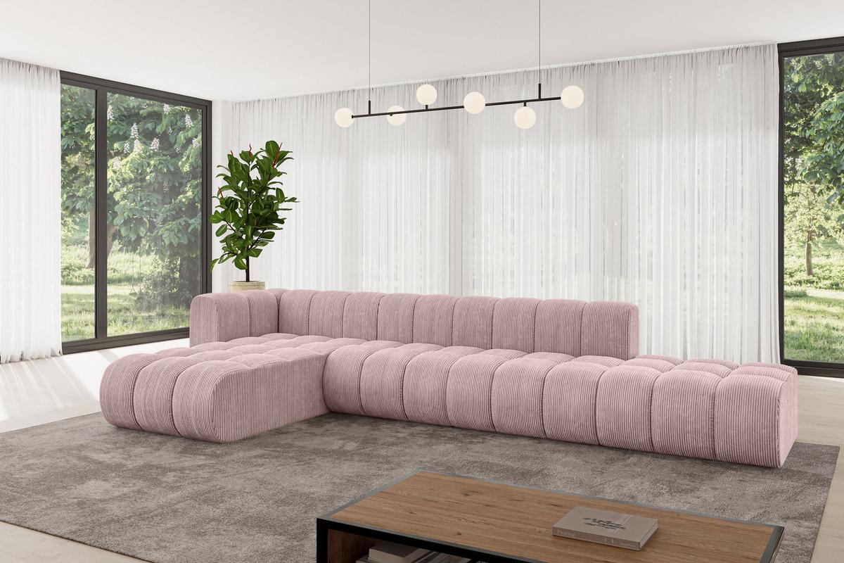 ECKSOFA modulares Sofa Zuvon-L2 - 387x177x70 cm Rosa - Rosa, Holzwerkstoff/Textil (387/177cm) - ALTDECOR