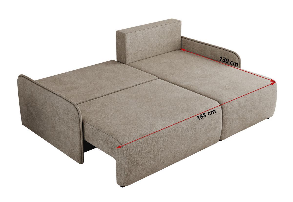 ECKSCHLAFSOFA ARPA L Beige Struktur - links - Beige/Schwarz, Kunststoff/Textil (198/150cm) - MKS