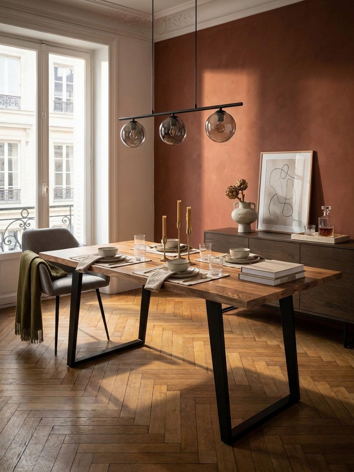 ESSTISCH Massivholz Baumkante Metall U-Gestell Handgefertigt ATOLL, Goldbraun-Schwarz 120x60x76 cm - Schwarz/Braun, Holz/Metall (60/120/76cm) - KADIMA DESIGN