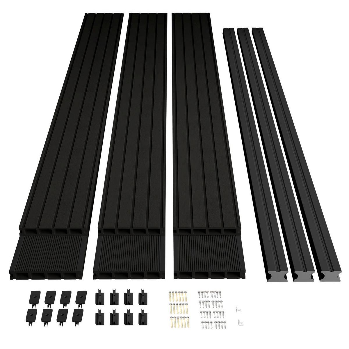 TERRASSENDIELEN WPC Anthrazit 2 m² - Anthrazit, Kunststoff (220/14.6/2.5cm) - Juskys
