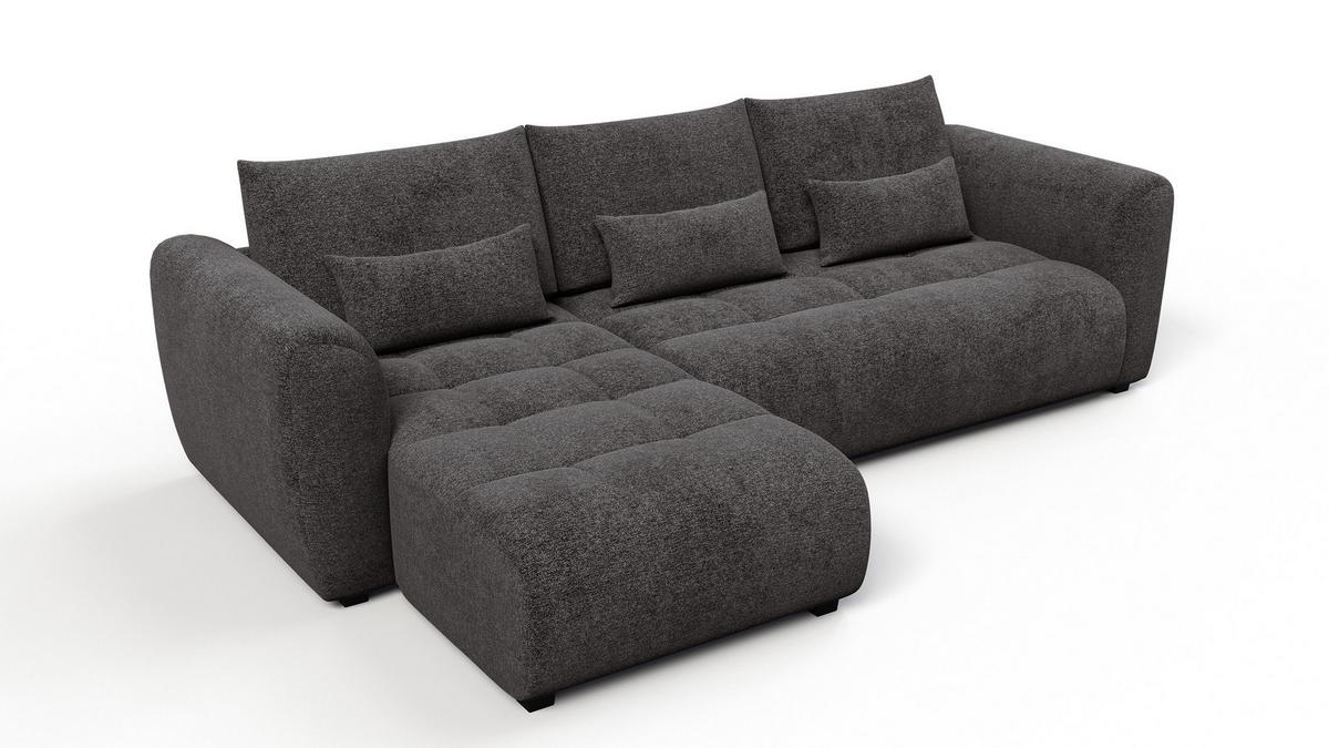 ECKSOFA SORENO 4-Sitzer, dunkelgrau - Dunkelgrau/Schwarz, Holz/Textil (293/171cm) - Wozimo