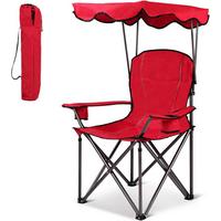 CAMPINGSTUHL mit Sonnendach Rot - Rot, Metall (97/130/68cm) - COSTWAY