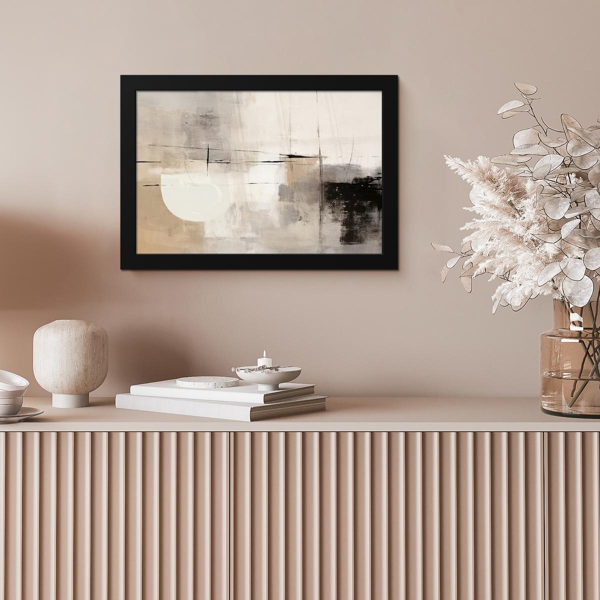 POSTER MIT RAHMENGERAHMTES BILD Abstrakt - Kunst - Grau 30x20 cm - Hellgrau, Papier (30/20cm) - MuchoWow