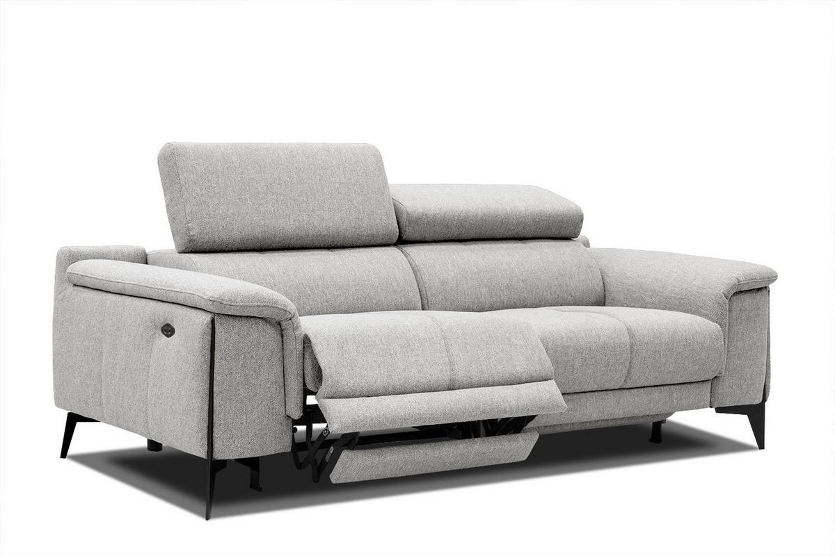 RELAXSOFA MATERA 3-Sitzer mit 2 Relaxfunktionen, hellgrau - Hellgrau/Schwarz, Holzwerkstoff/Textil (212/82/103cm) - Wozimo