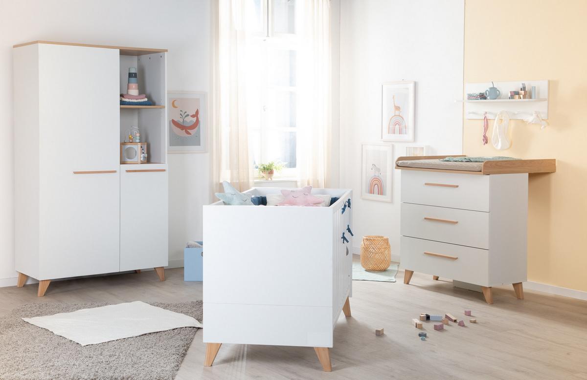 KINDERKLEIDERSCHRANK Leon 2-türig - Honigeiche/Weiß, Holz/Holzwerkstoff (100/180/52cm) - Roba