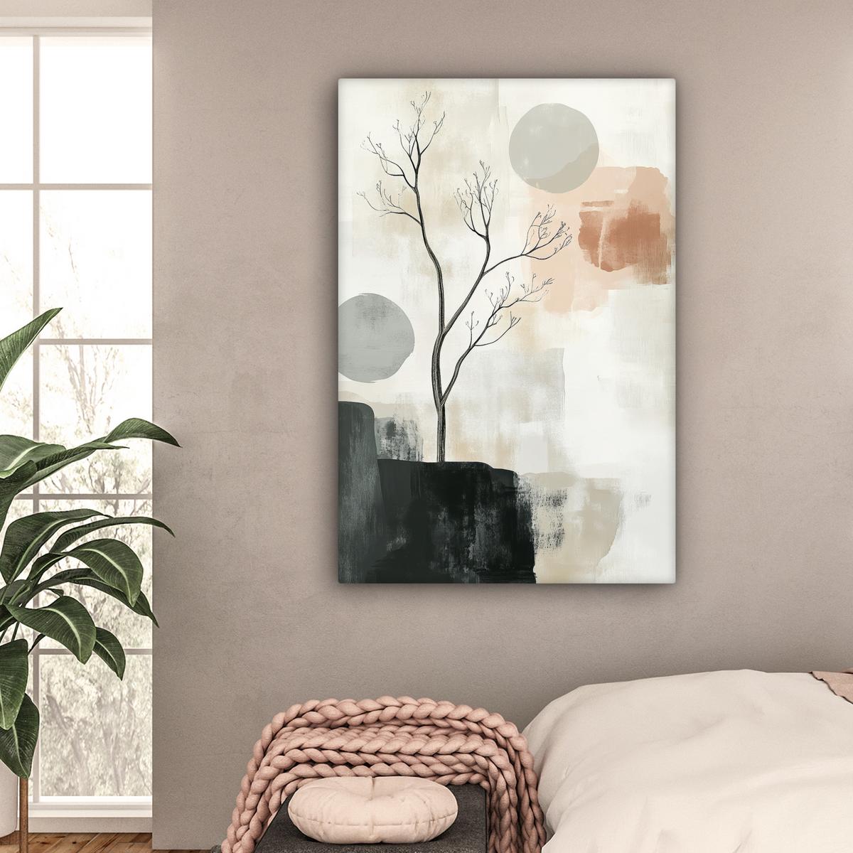 LEINWANDBILD Wabi sabi - Beige - Pflanze Deko XXL 80x120 cm - Sandfarben, Textil (80/120cm) - MuchoWow