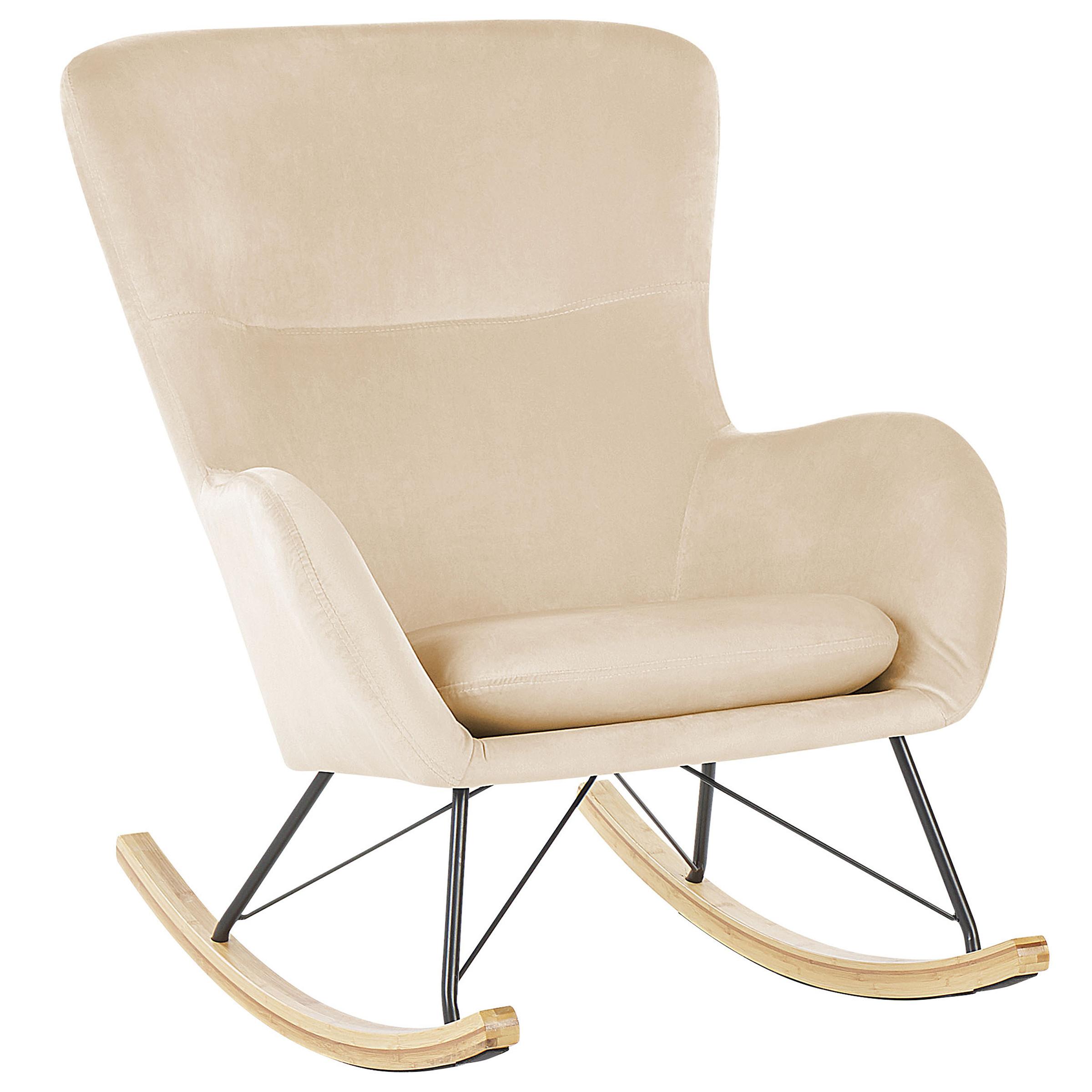 SCHAUKELSESSEL Samtstoff Beige Ellan - Hellbraun/Beige, Textil (71/97/90cm) - Beliani