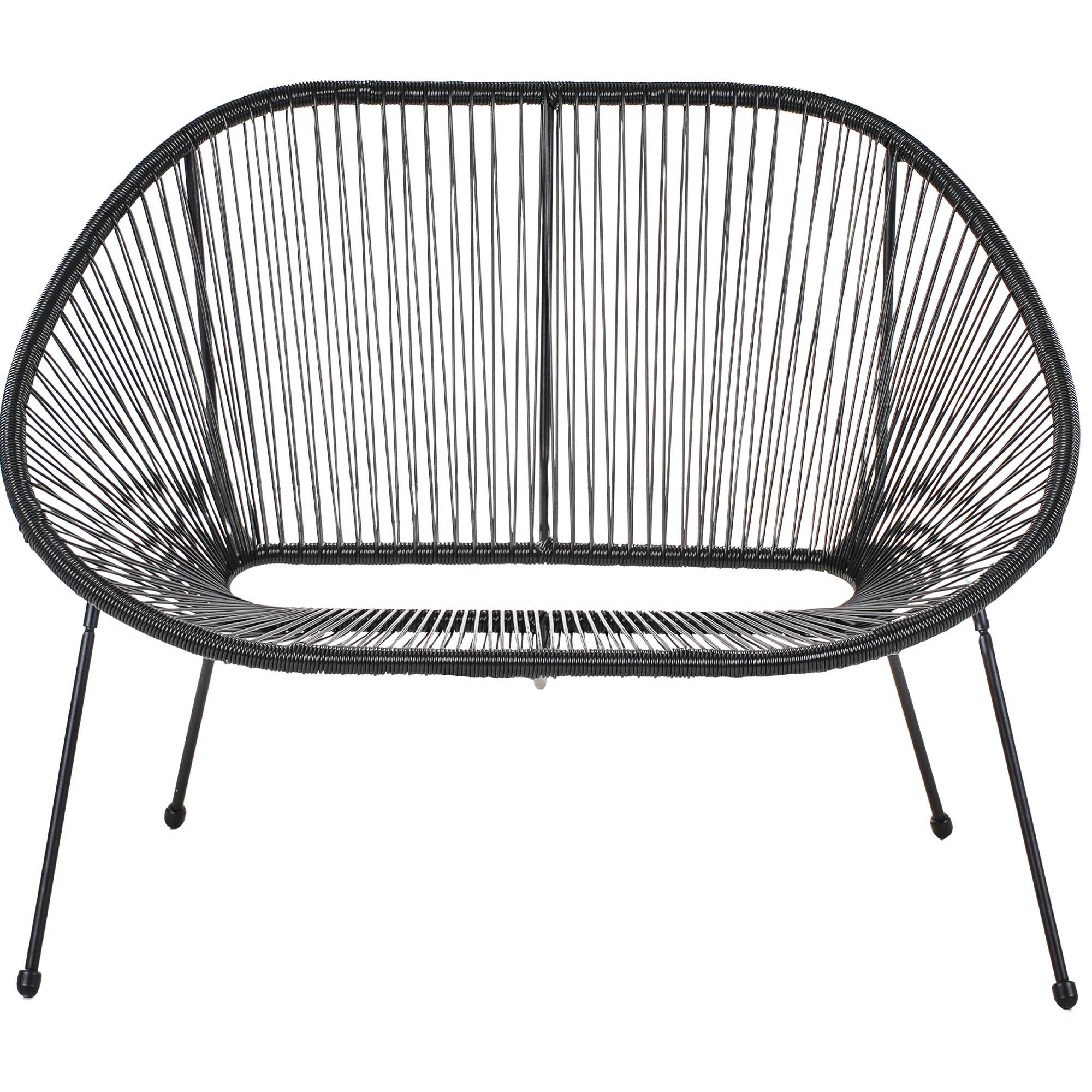 GARTENBANK Rattan Schwarz 114 cm Acapulco - Schwarz, Kunststoff (113/88/78cm) - Beliani