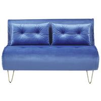 2-SITZER-SCHLAFSOFA Samtstoff Marineblau Vestfold - Hellblau, Textil (130/81/78cm) - Beliani