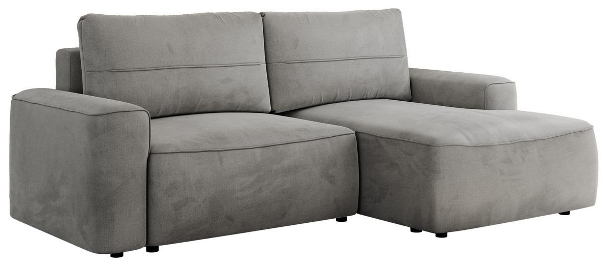 ECKSOFA BELLUNO L Hellgrau Velvet - Rechts - Hellgrau/Schwarz, Textil (233/144cm) - MKS