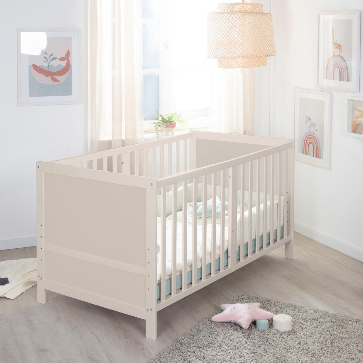BABYBETT mit Matratze Easy Sleep 70 x 140 cm - Hellgrau, Holzwerkstoff/Textil (70/140cm) - Roba
