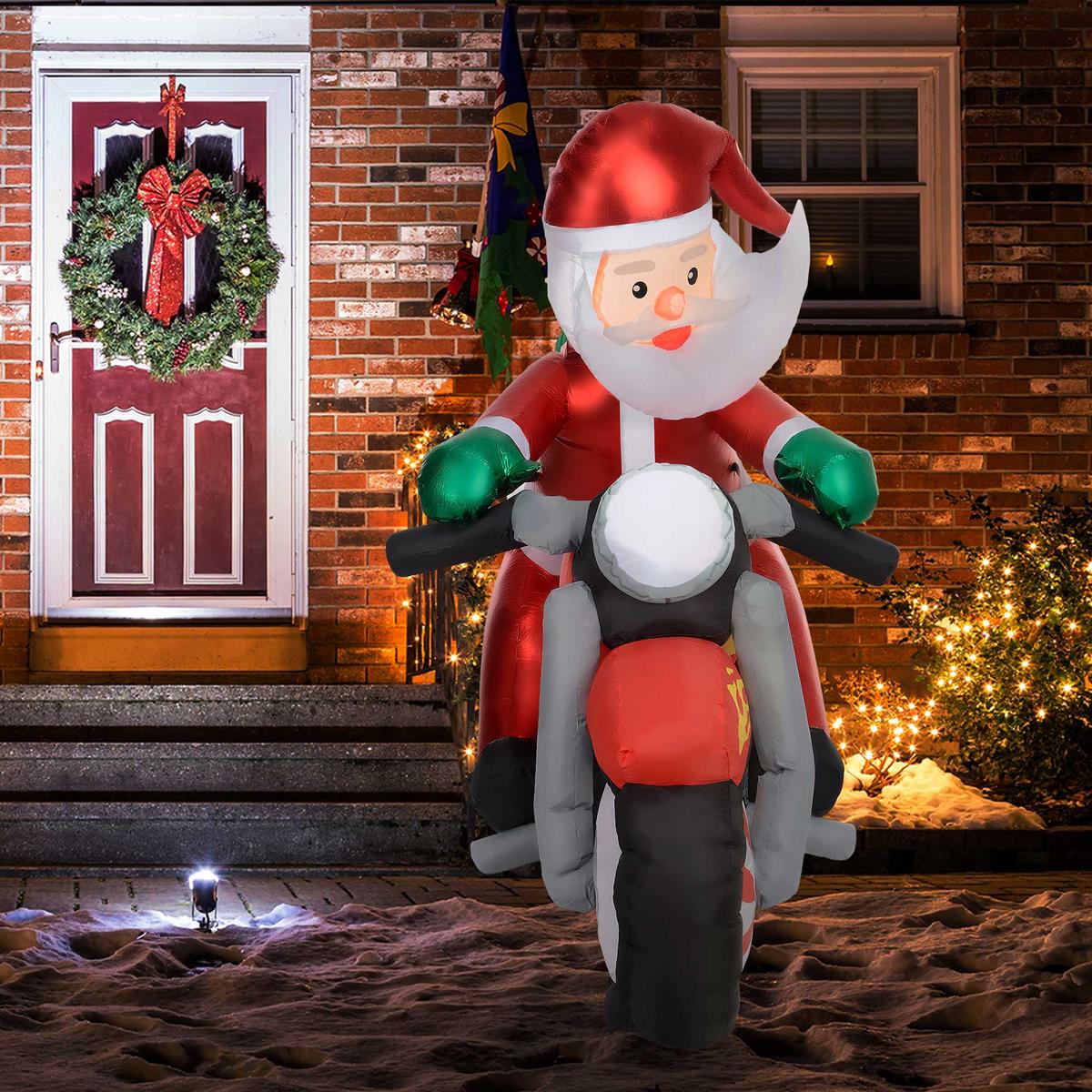 AUFBLASBAR Weihnachtsdeko, 1,7 m Weihnachtsmann mit LED-Beleuchtung, Gartendeko - Rot, Kunststoff (95/170/180cm) - Outsunny