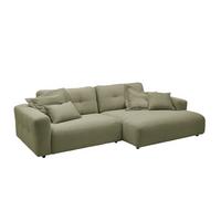 ECKSOFA MIKA Grün Cord - Schwarz/Olivgrün, Kunststoff/Textil (276/167cm) - KAWOLA