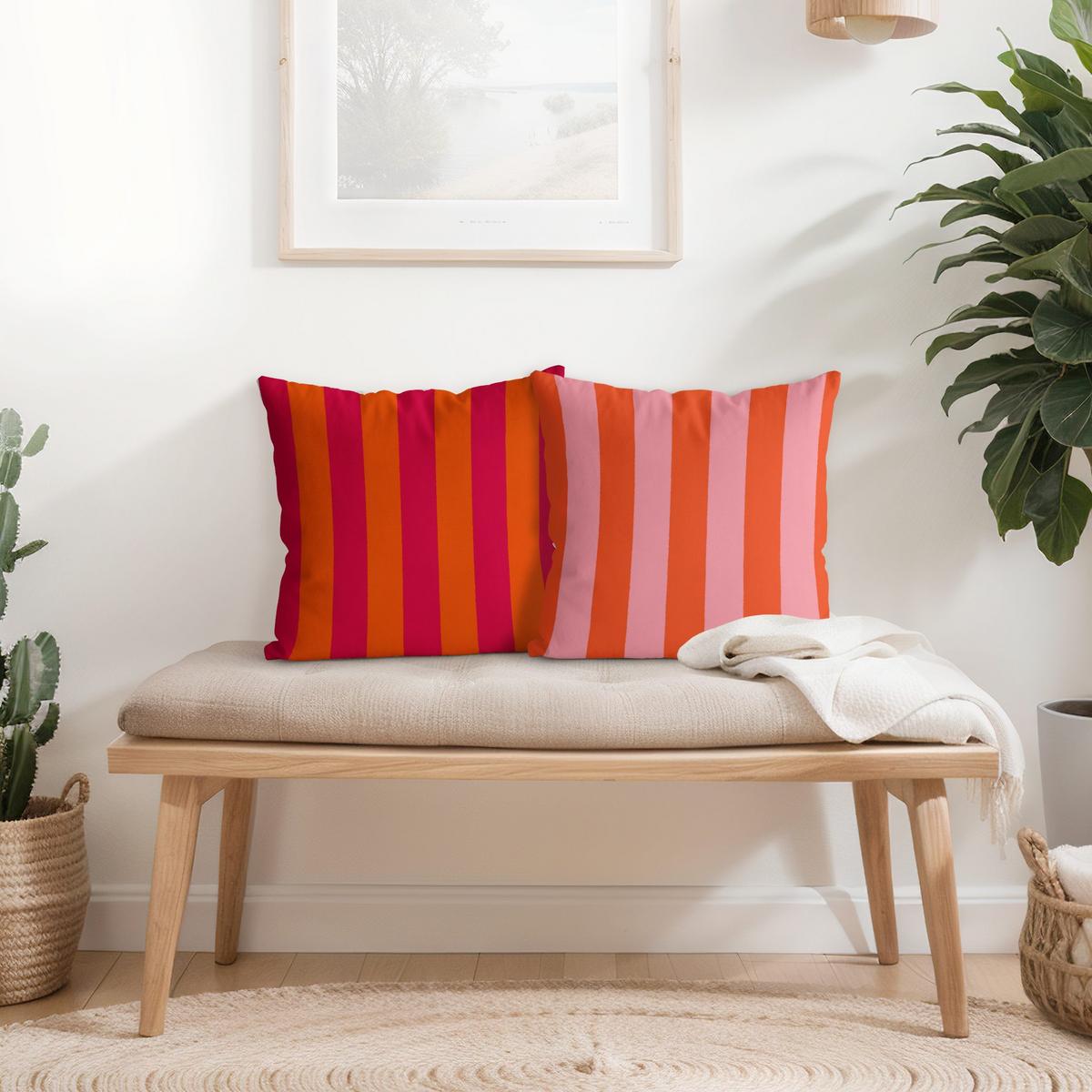 DEKOKISSEN 2er-Set PopArt Sommer Streifen Duo III 50/50 cm - Orange, Textil (50/50cm) - Bilderwelten