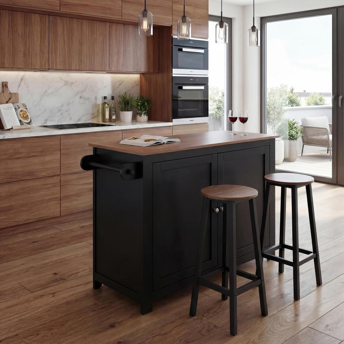 KÜCHENINSEL Schwarz, Braun - Schwarz/Braun, Holz (120/90/45cm) - MCW