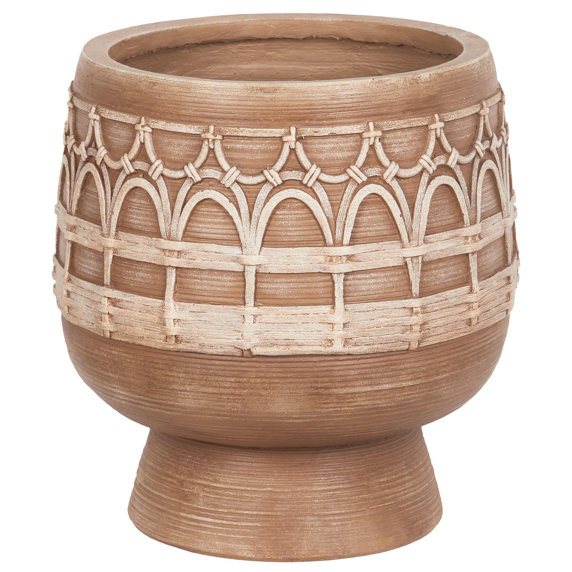 PFLANZTOPF Braun Cicuta - Beige/Braun, Stein (30cm) - Beliani
