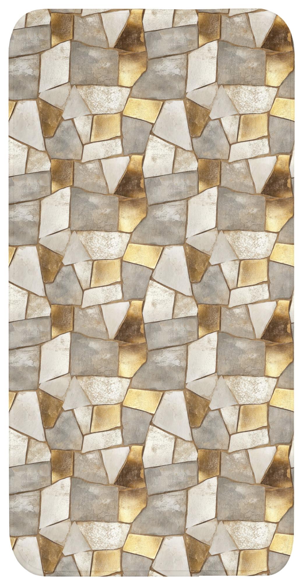 BADEMATTE Mosaik - Marmor - Gold Badteppich 60x120 cm - Champagner, Textil (60/120cm) - OnlyWow