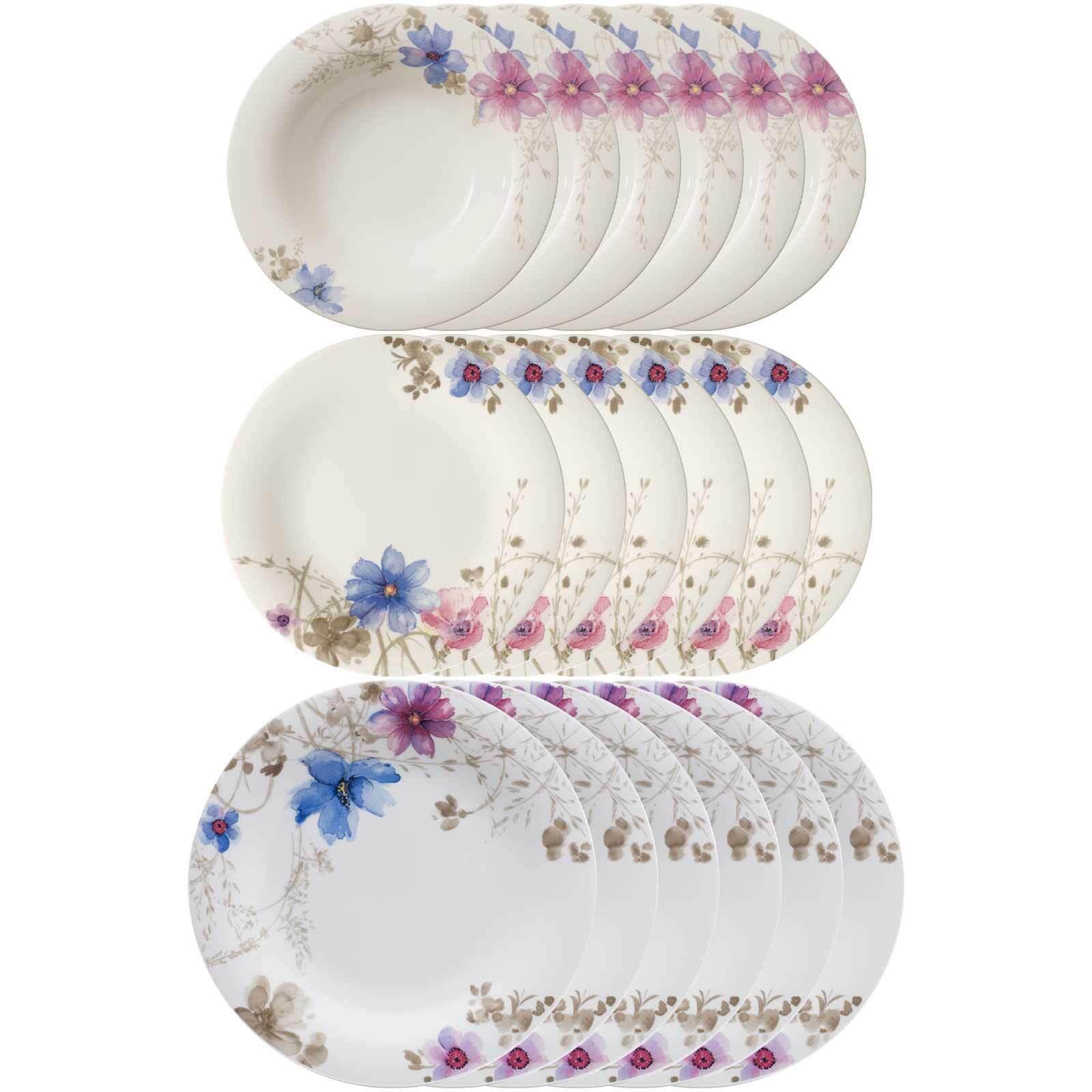 TELLER SET Mariefleur Gris Basic bunt 18 tlg. 12er Set - Multicolor, Keramik (26.8/2.3/26.8cm) - Villeroy & Boch