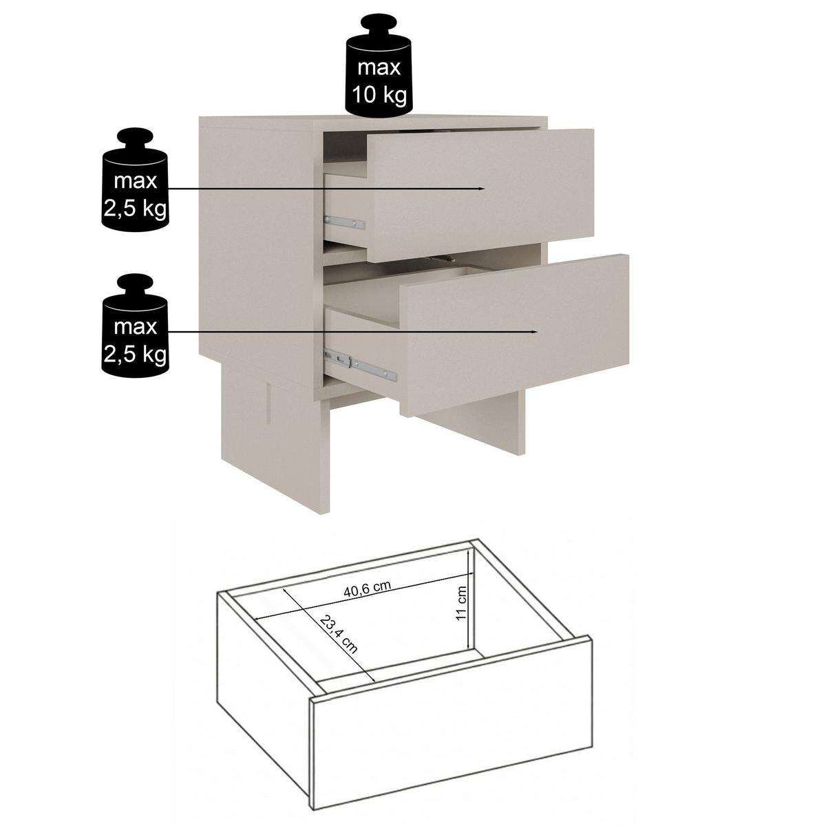 NACHTTISCH Sanva WARMIA WALNUSS 50 CM - Dunkelbraun, Holzwerkstoff (49.6/56/35cm) - Selsey