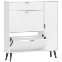 SCHUHSCHRANK Spanplatte-MDF Weiß - Silberfarben/Schwarz, Holzwerkstoff/Metall (23.8/106.6/99.4cm) - HOMCOM